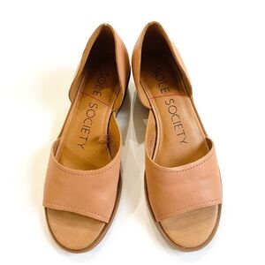 Sole society cut-out tan midi heel sandals